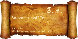 Boczor Arzén névjegykártya